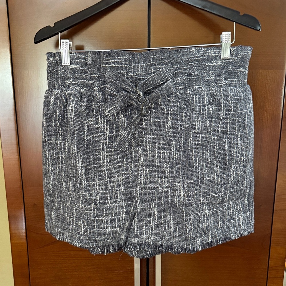 Umgee High Waist Tweed Shorts in Black and White